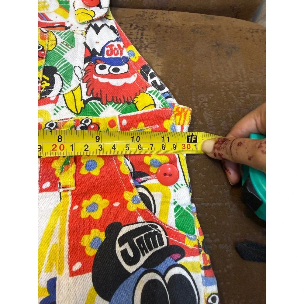 Jams‎ Cartoon Print Overalls Multi Color Graphic Bib Dungarees Kids Retro Style